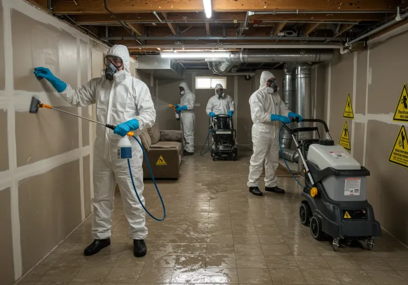 Basement Moisture Removal and Structural Drying process in Shepherd, MI